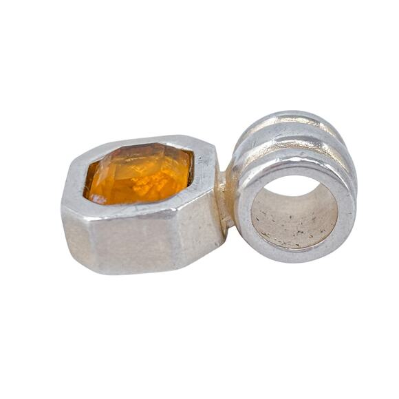 Estate Sterling Silver 925 Citrine Slide Pendant - Picture 6 of 8